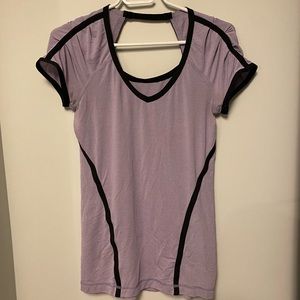 Lululemon Ruffle Open Back Reflective Tee